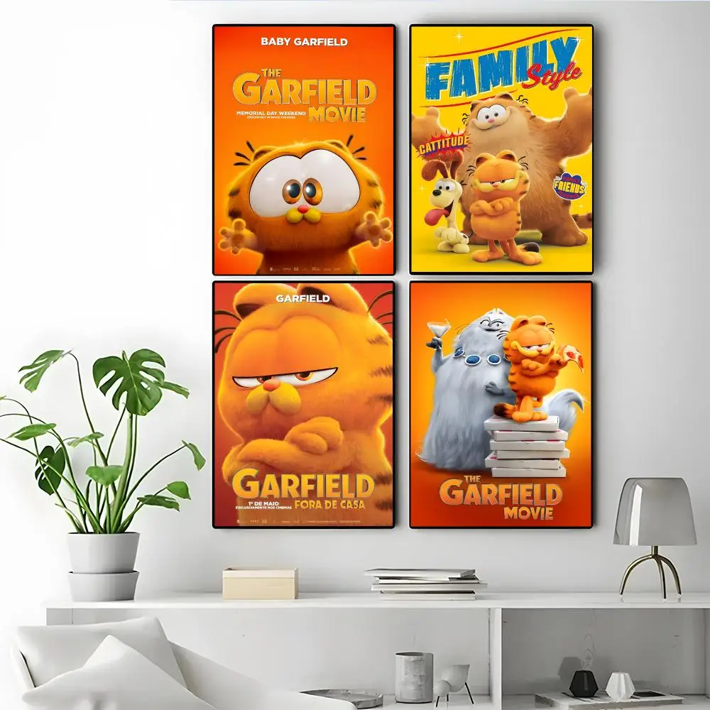 Anime Garfield Poster Poster Self-adhesive Art Waterproof Paper Sticker Coffee House Bar Room Wall Decor