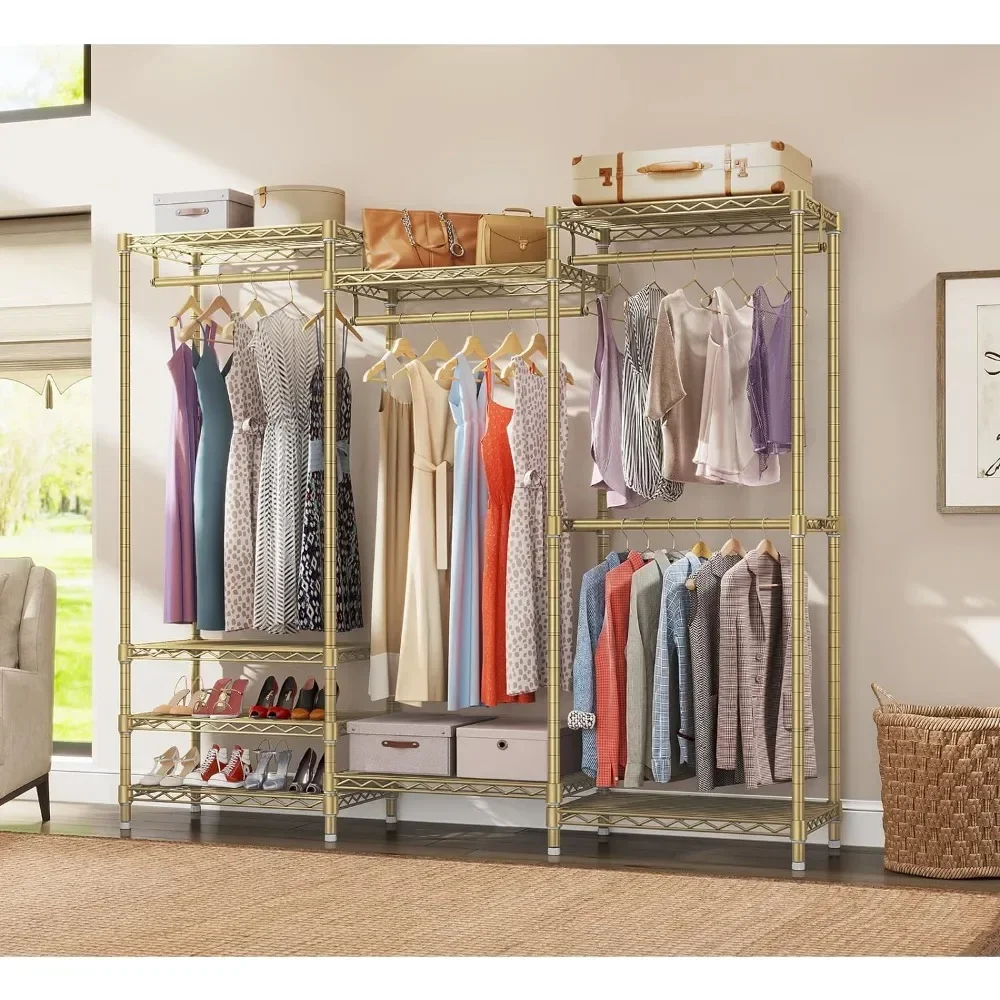 Freestanding Metal Clothing Rack Custom Closet Rack with 8 Adjustable Shelves, 68.9