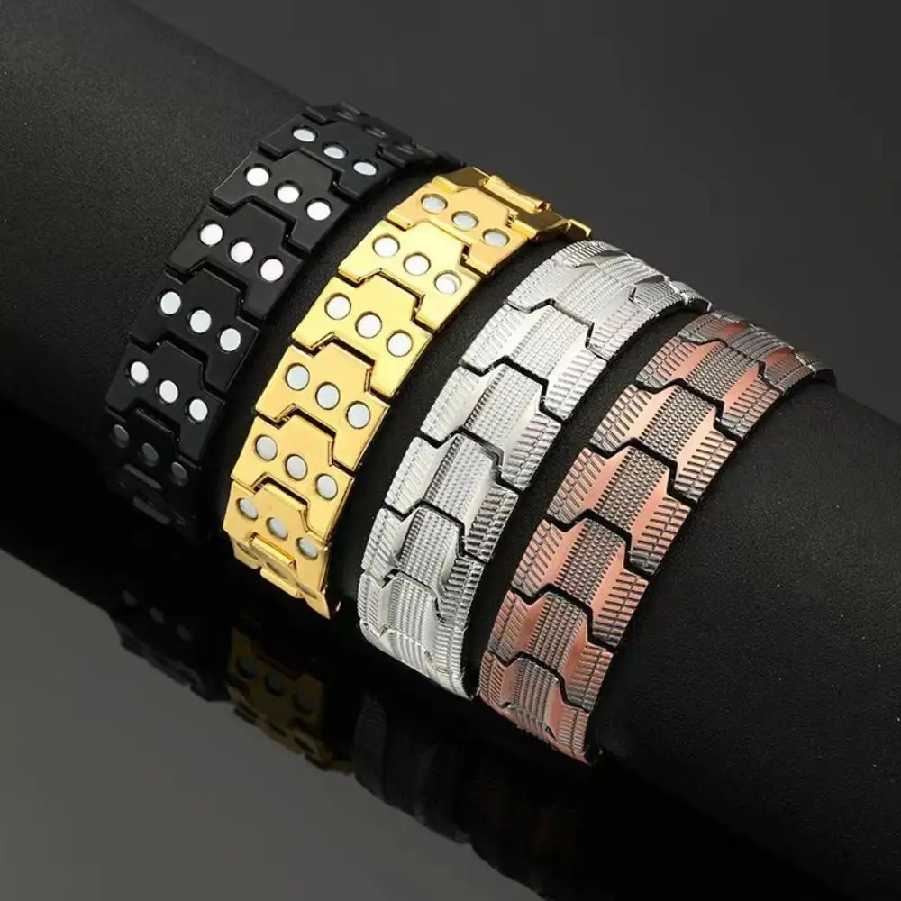 New Adjustable Copper Bracelet Fold-Over Clasp 3X Strength Magnetic Bracelet Jewelry Gift Copper Wristband For Men