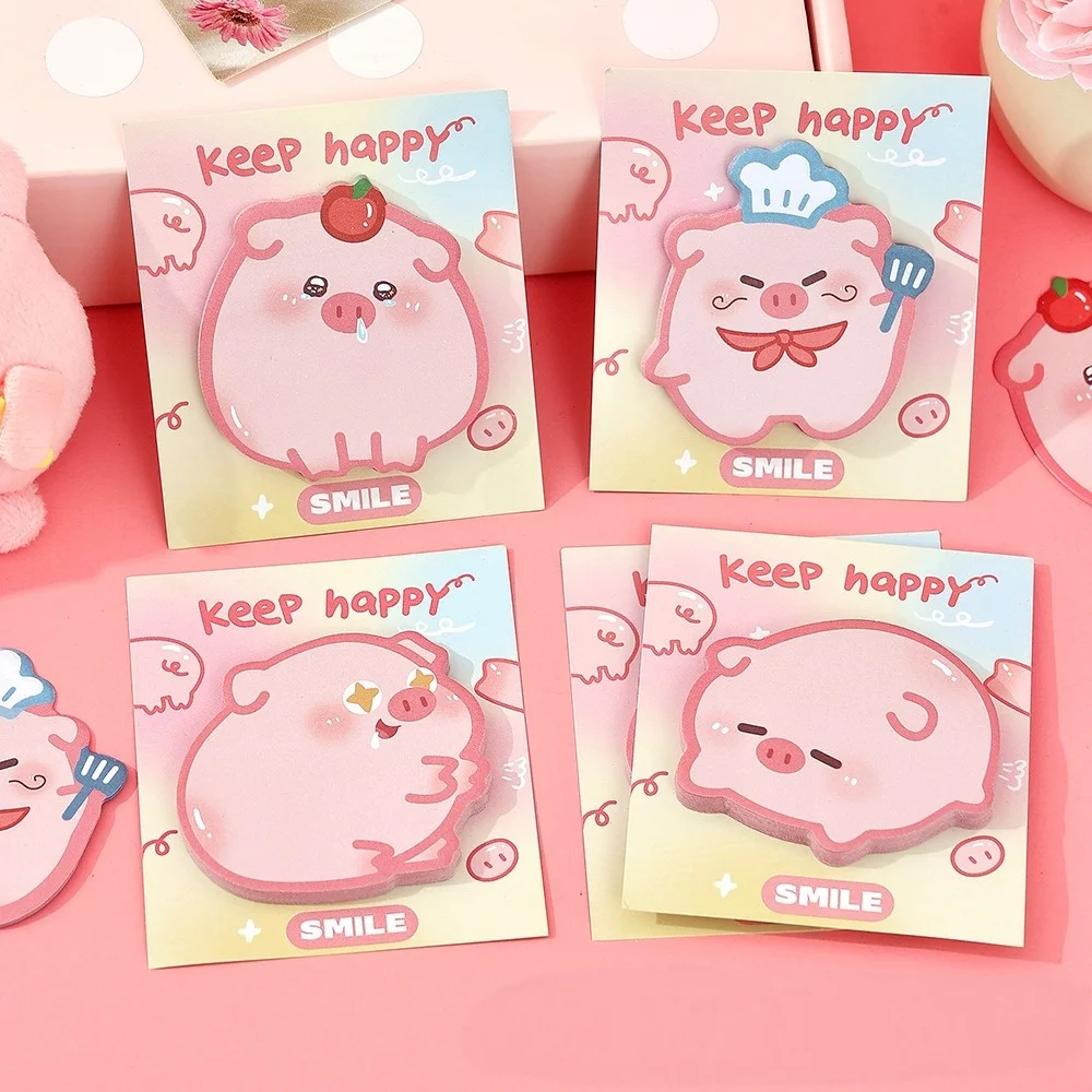 Cartoon Pig Animal Shaped Sticky Notes Cute Adhesive Memo Pads for School Study Stationery Kids Gift