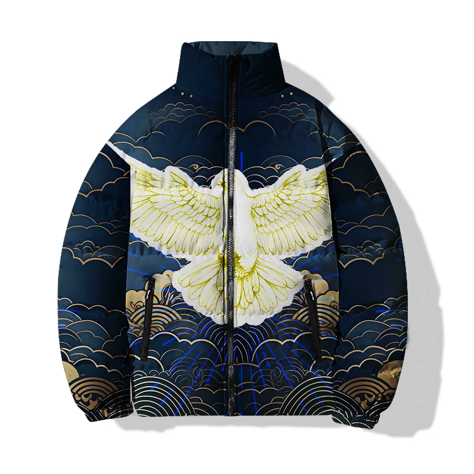 Trend ige und vielseitige Herren bekleidung bequeme und warme stilvolle Adler Print Jacken Mann Parkas Freizeit sport Wintermantel Männer