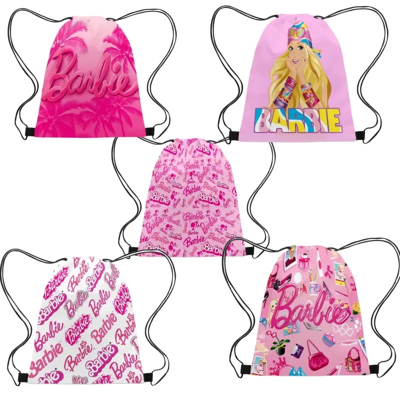 Cartoon Barbie Storage Bag Anime Women Printed Travel zaino di grande capacità Cute Girls Fashion borsa portaoggetti portatile con coulisse