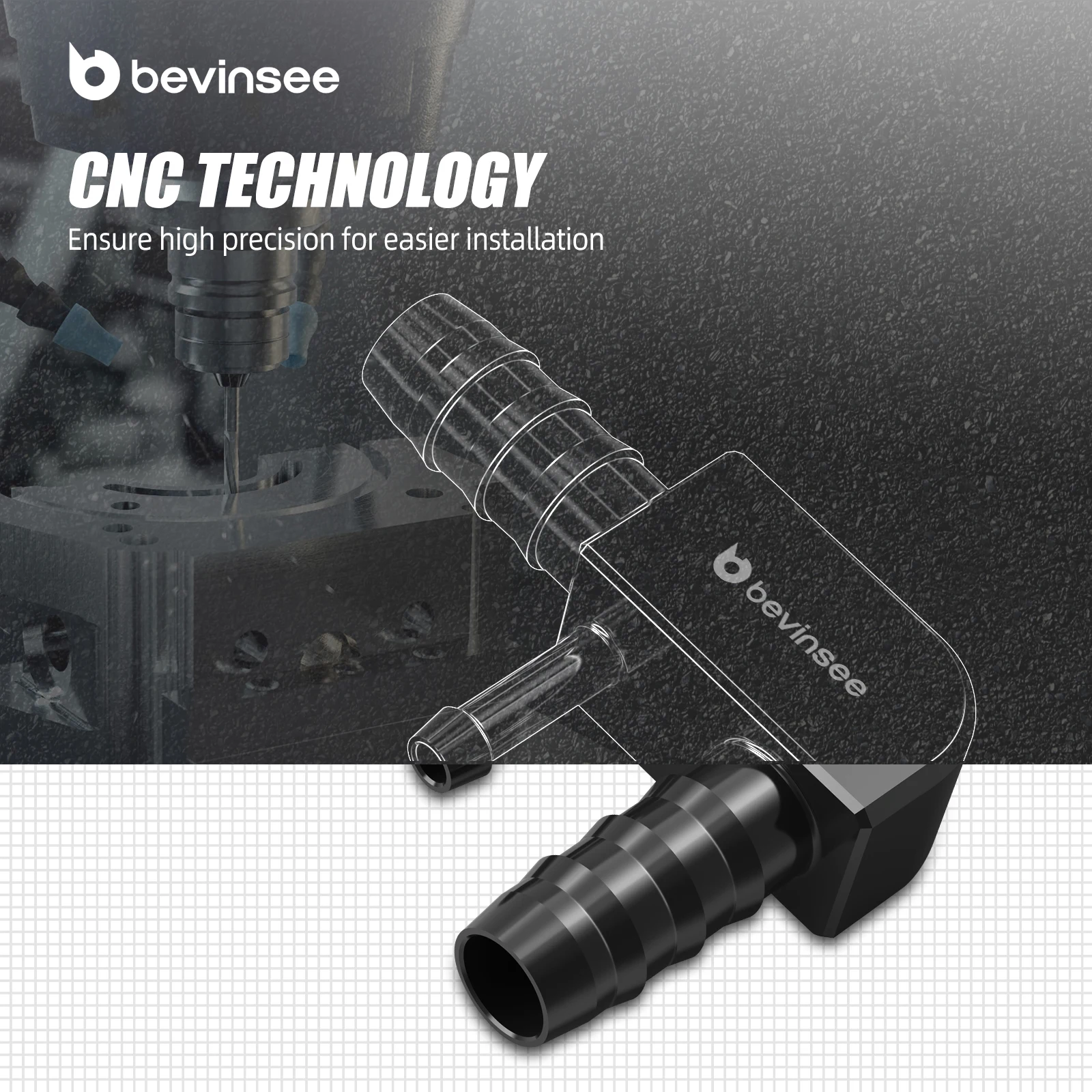 BEVINSEE Aluminum Vacuum Hose F-Connector for BMW M54 E39 525i 530i,E46 325i/Ci/Xi/Ti 330i/Ci/Xi,Z3 3.0i,Replace for 13327503677