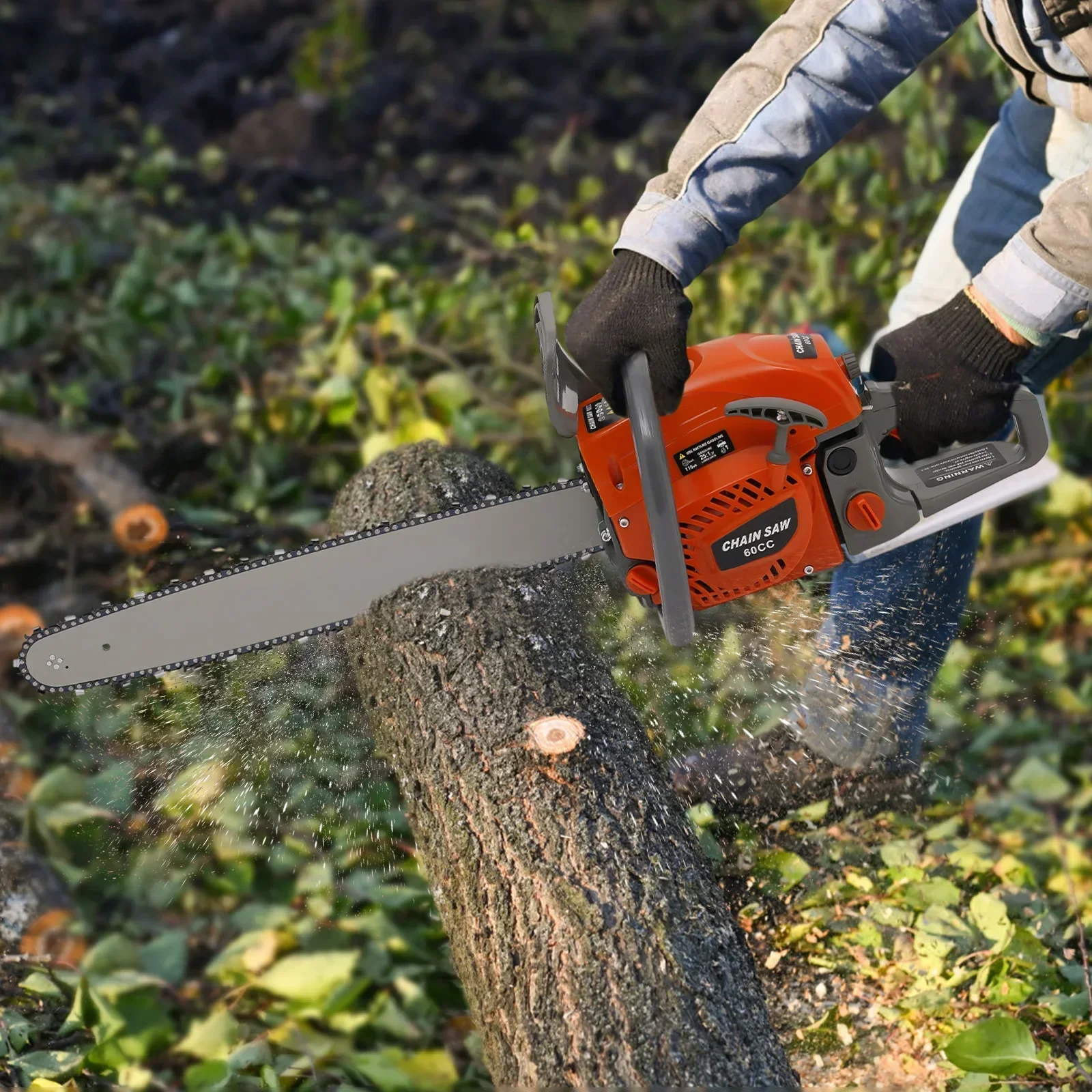 22 Inch 62CC Gas Powered Chainsaw, 2 Stroke Engine Gas Power Chainsaws with Air-cooling System for Cutting Wood Tree Outdoor