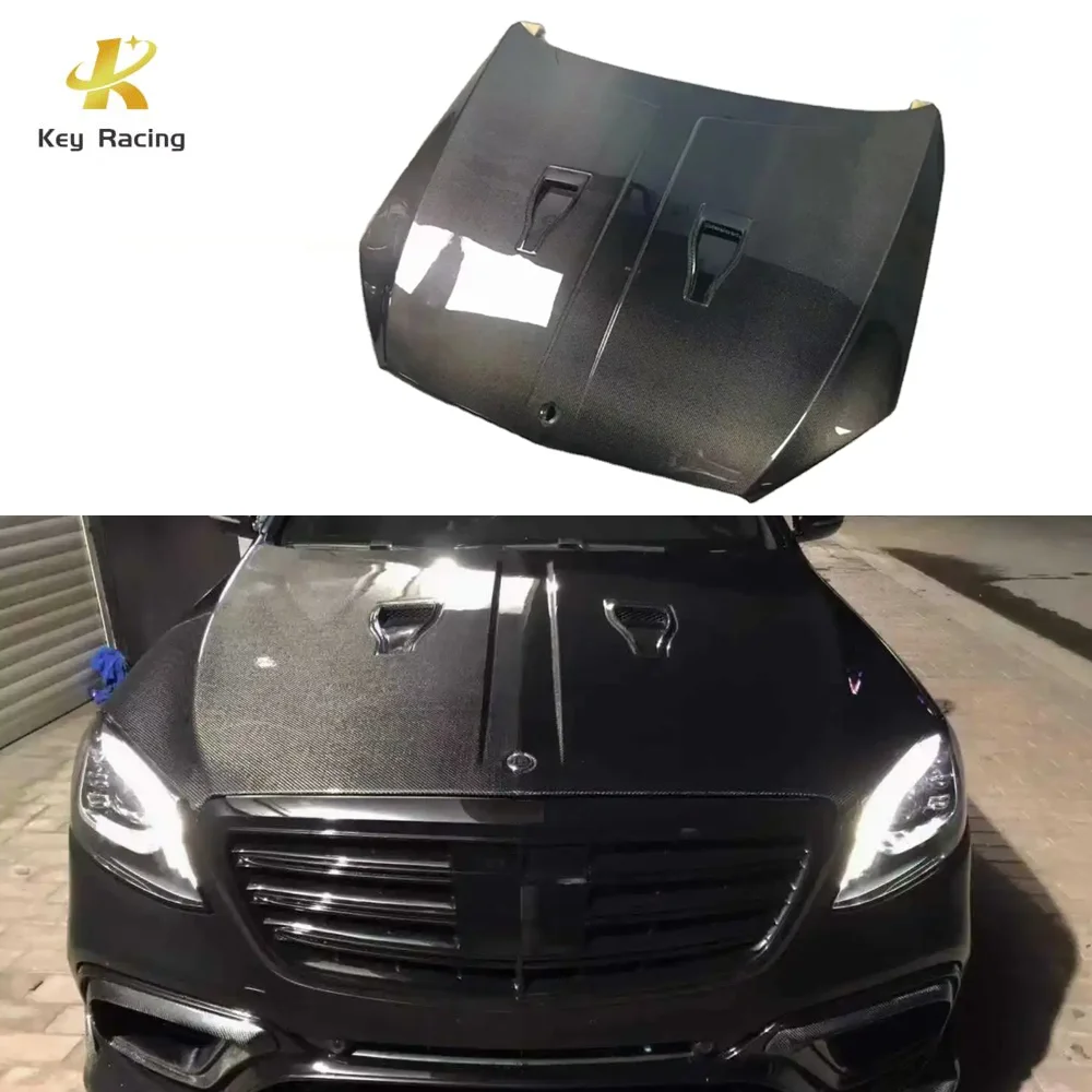 

S63 W222 Hood Carbon Fiber MSY Style Front Engine Hood Cover With Air Vent For Mercedes Benz S Class W222 Bonnet Car Accessories