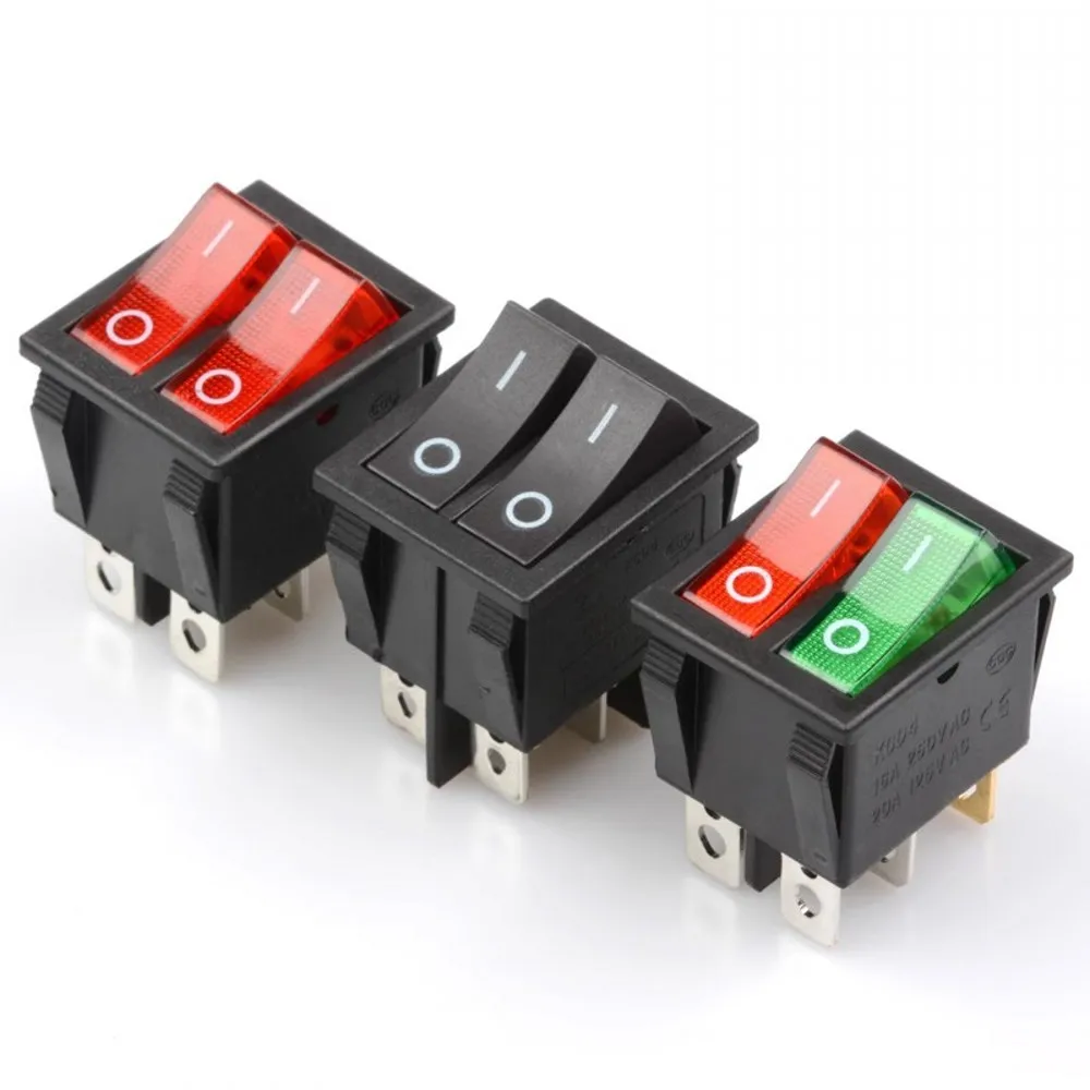 

20 шт. KCD6 4/6PIN 16A 250 В 20A 125 в двойной светильник переключатель кулисный переключатель водонепроницаемый переключатель включения-выключения лодки