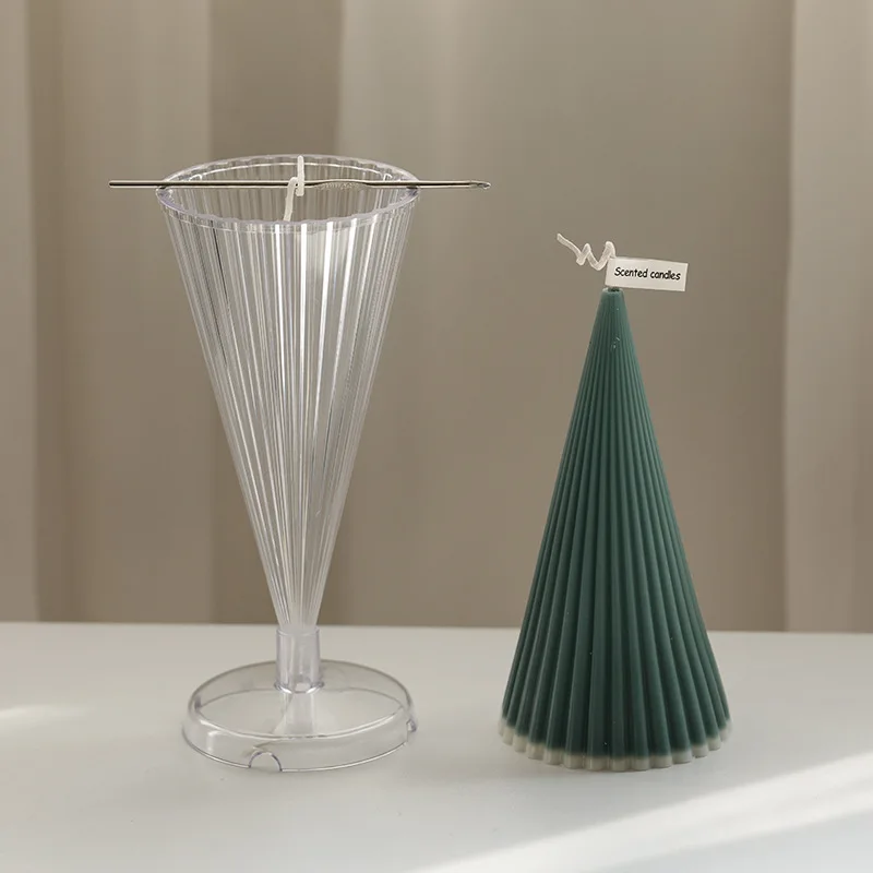 Striped Conical Candle Mold DIY Scented Candle Making Mold Tapered Column Candle Acrylic Plastic Mould Christmas Home Decoration