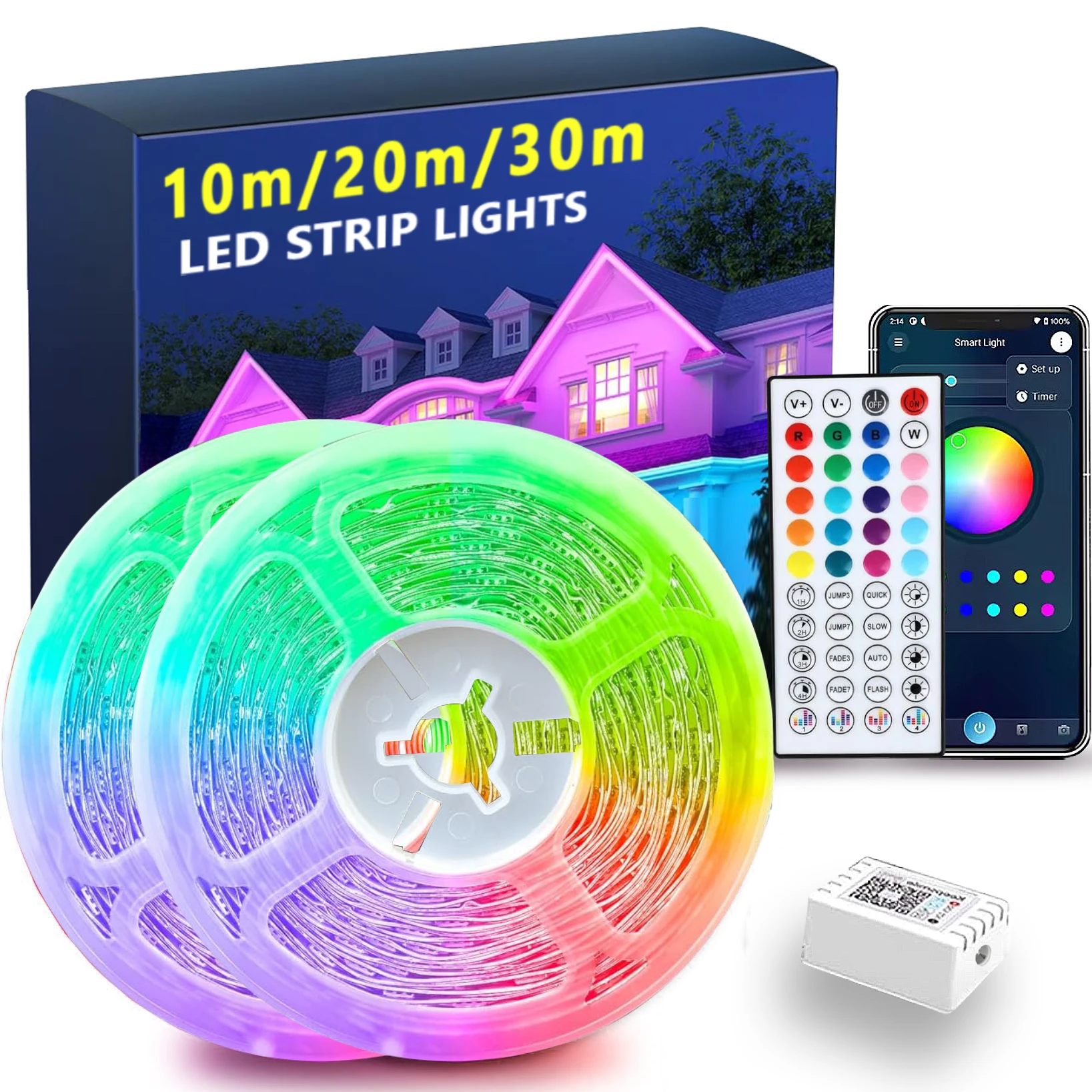 RGB LED Strip Lights APP Control with Remote 10m 20m 30m Flexible Ribbon Tape Diode for Room Bedroom Party Decor TV Backlights