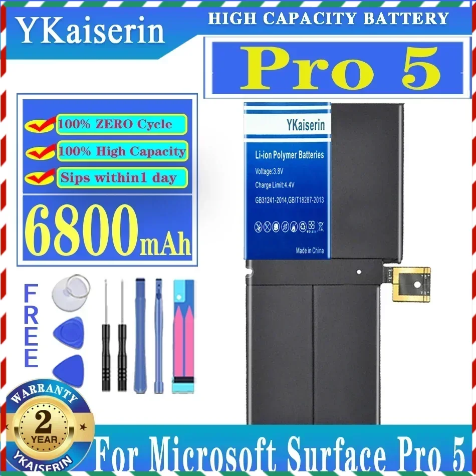 YKaiserin Pro5 6800mAh Replacement Battery For Microsoft Surface Pro 5 1796 Series Tabletnew Battery + Track Code