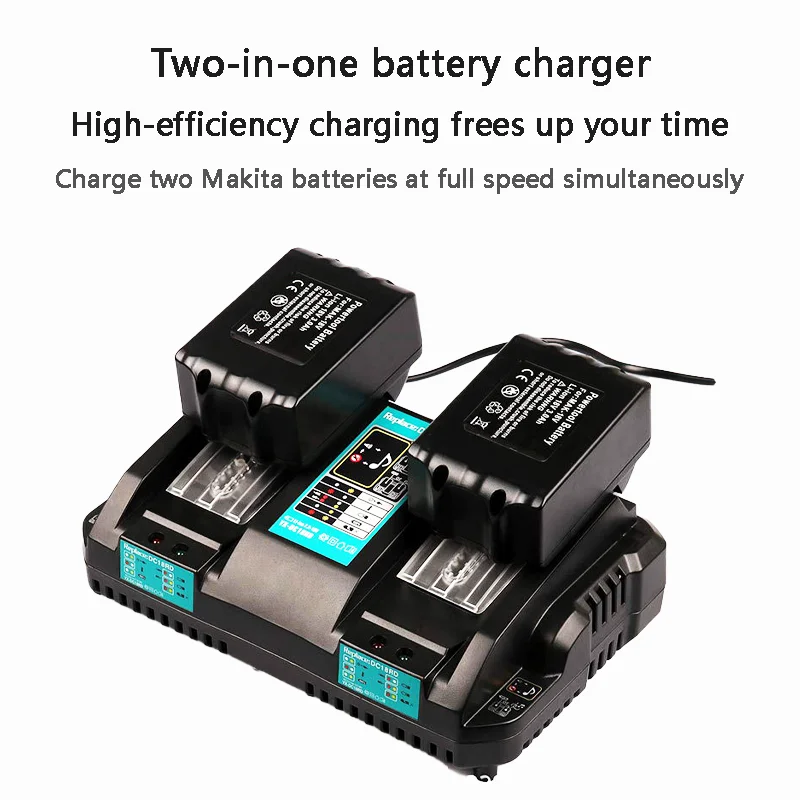 Victpower 1pcs For Makita 75W Dual Port Rapid Charger for 14.4V-18V Li-ion Battery DC18RC DC18RE Fast Charging