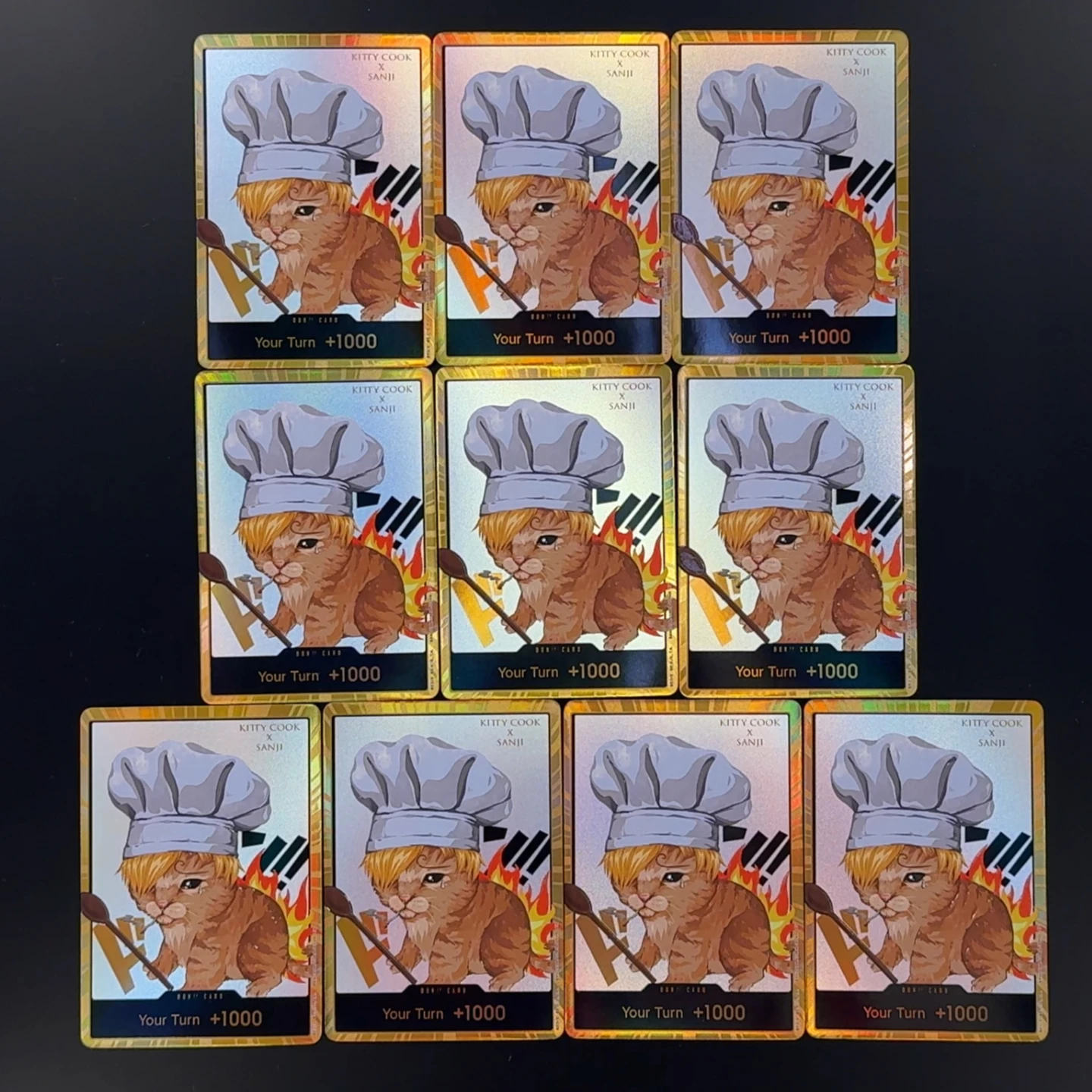 One Piece OPCG English Golden Holographic 3D Textured  DON card Catified Luffy Zoro Sanji Robin DON card Anime Collectible Cards view 4