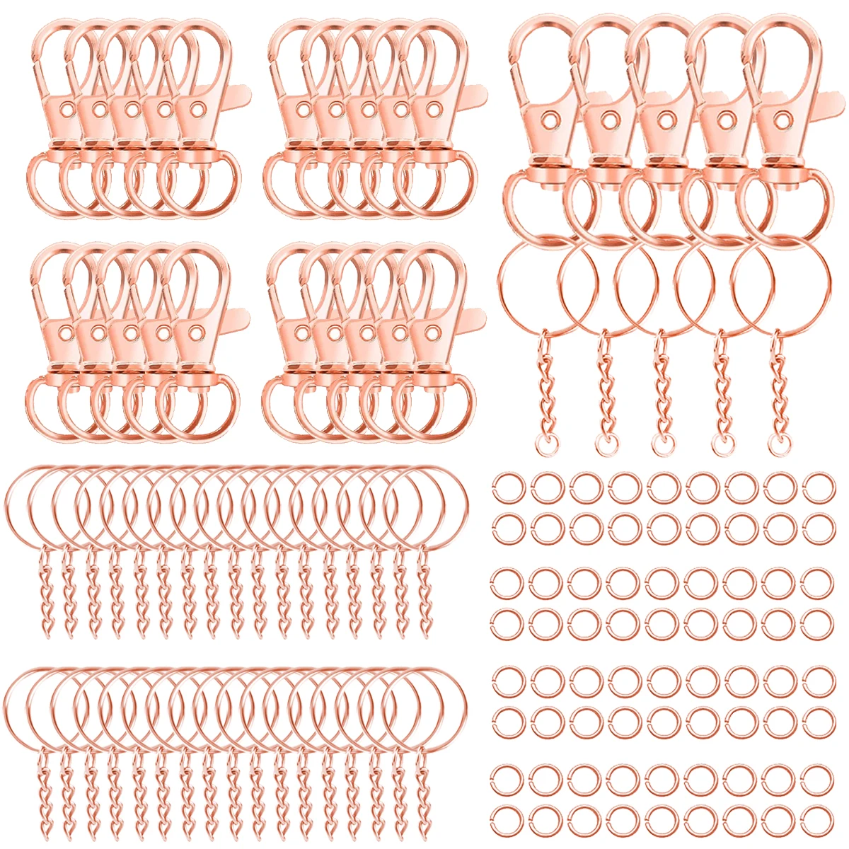 Rotary Clasp Hook Metal Spring Chain Keychain Set