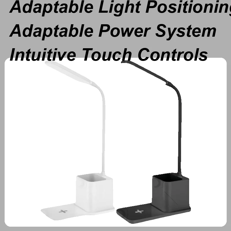 

Adjustable Desk Lamp Wireless Charging LED Table Lamp Eye-Caring Lighting Adjustable Brightness Pen Holder Desktop Accessories