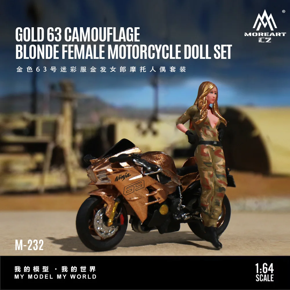

Предзаказ: Коллекционная модель MoreArt 1/64 Gold 63 Motorcycle Camo Girl из смолы