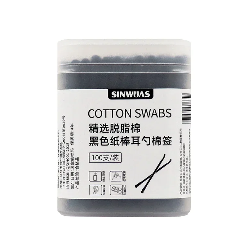 

Black 400PCS Double Head Cotton Swab Women Makeup Lipstik Cotton Buds Tip Stick Nose Ear Cleaning Health Care Bastoncillos Oidos