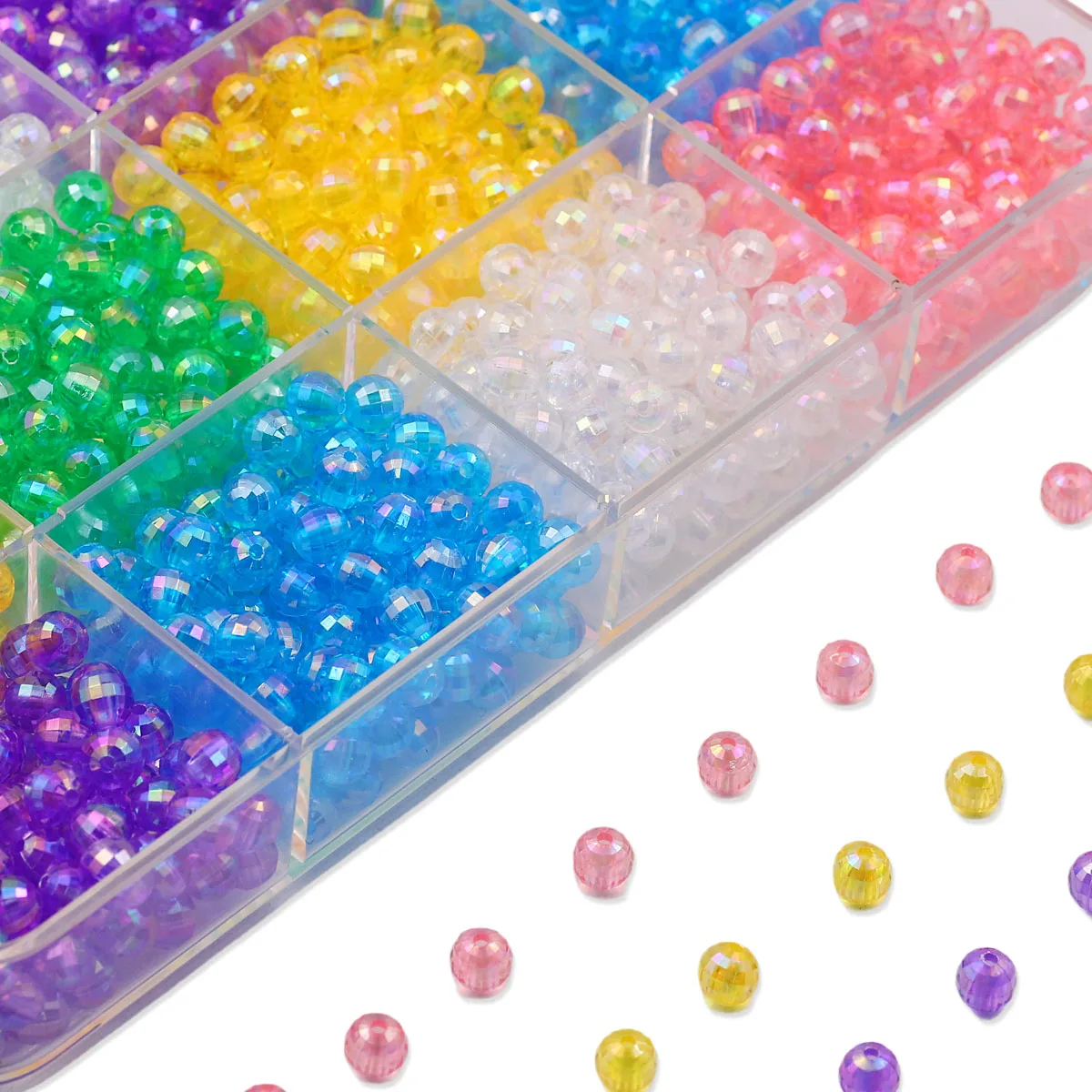 8 مللي متر 100 قطعة مستديرة 96 الأوجه كريستال أكريليك فضفاض خزر عازل بالجملة السائبة مجموعة لصنع المجوهرات أساور النتائج #1