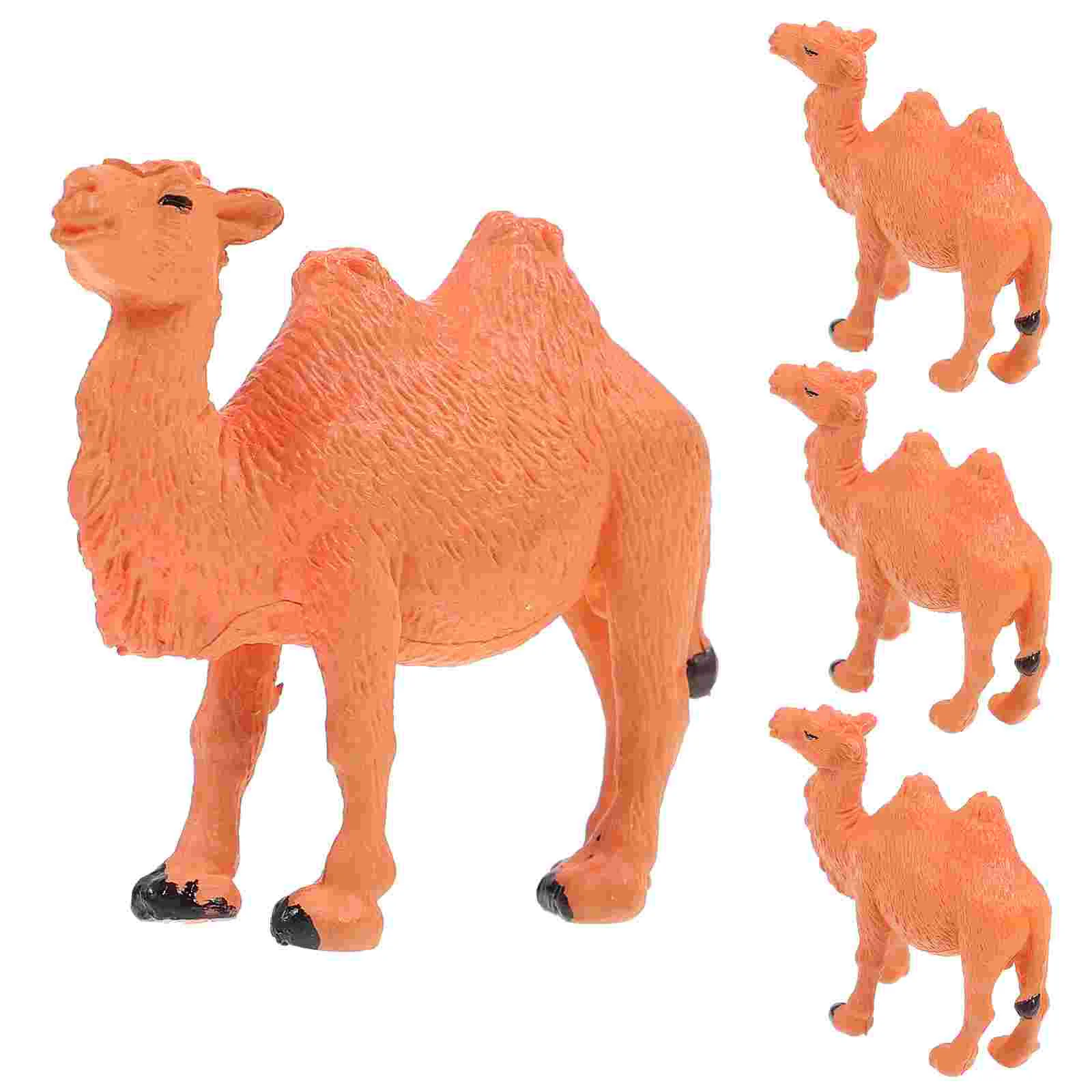 

4 PCS Simulation Camel Model nament Mini Plushies Toy Realistic Animal Figure Home Office Decor Kids Educational Gift
