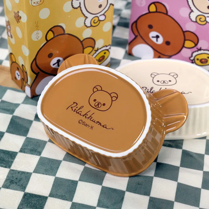 Rilakkuma Japanese Cartoon Bear Shaped Ceramic Plate Set Premium Large Serving Dish For Home Breakfast Sauce Daily Dining Use view 5