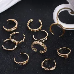 12pcs Summer Toe Rings For Women Outdoor Beach Vacation Open Adjustable Metal Women's Foot Ring Heart Foot Ring Set