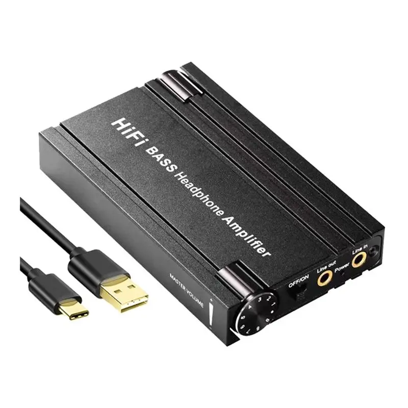 AT82-Hifi BASS Headphone Amplifier 16-600Ω Earphone Amp 3.5Mm AUX Input Output +Volume Control For Phones