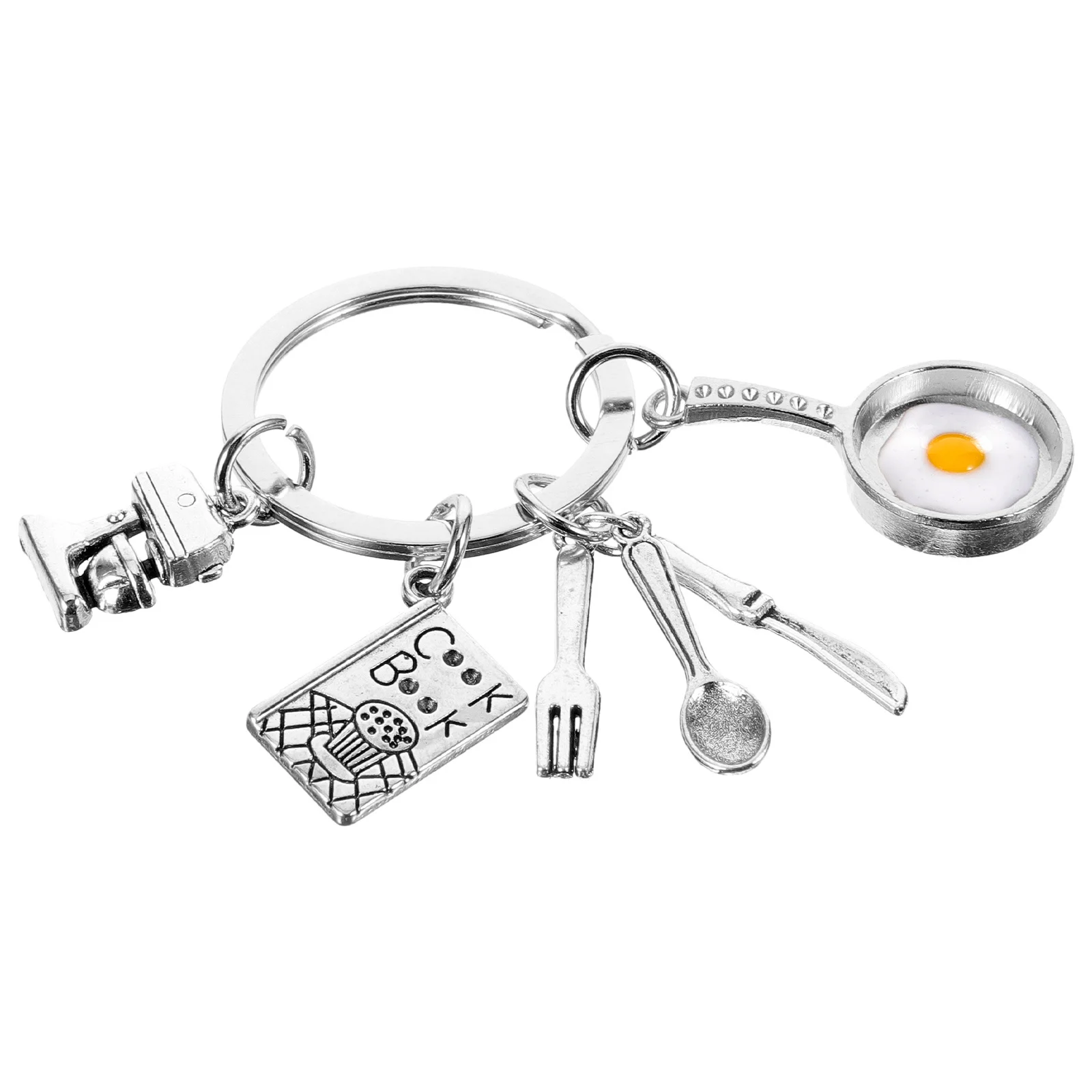 2 قطعة سطح أملس البيض المقلي أواني المفاتيح حقيبة الظهر قلادة ملحق عيد الشكر هدية سلسلة المفاتيح للنساء