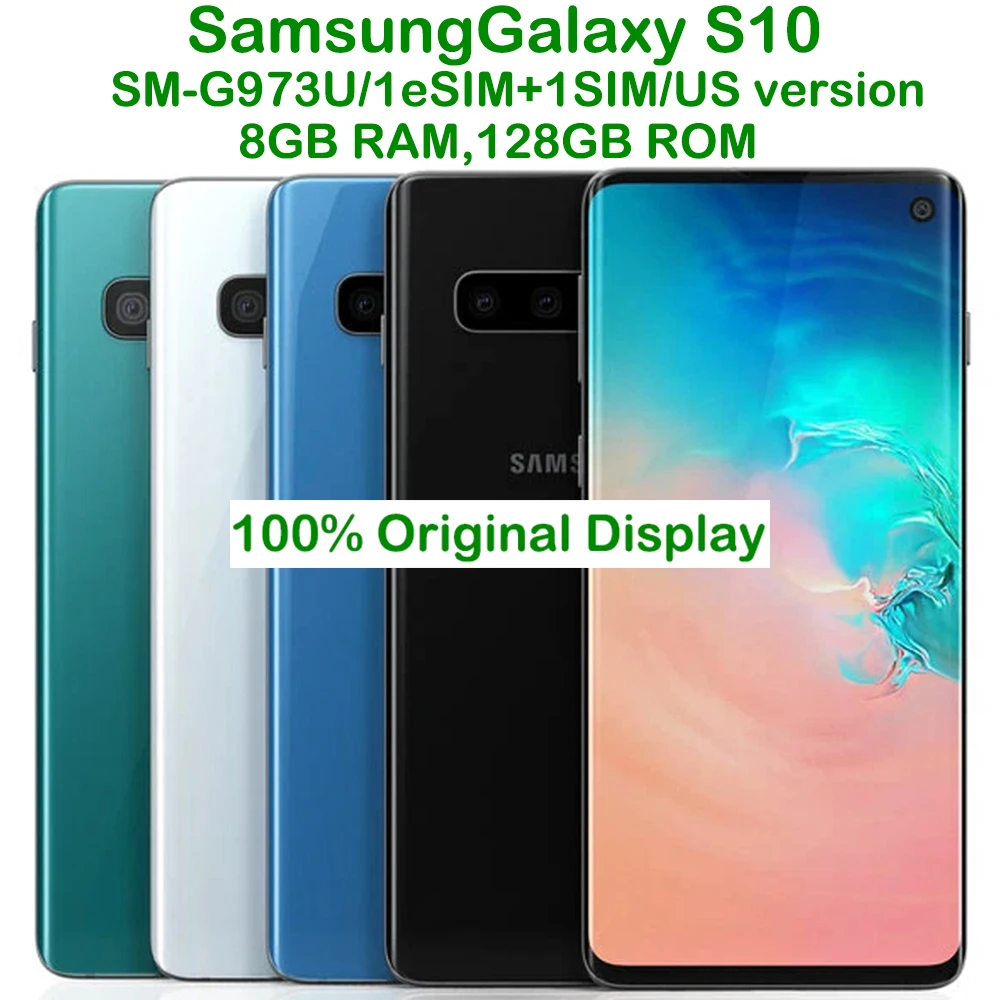 Used Samsung Galaxy S10 Smart Android Phone 6.1-inch AMOLED 1440 x 3040 Curved Screen US Edition Refurbished Samsung Phone 16MP