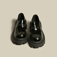 2024 New Women's Shoes Thick Bottom Le Fou Shoes Spring Autumn English Style Small Leather Summer Vintage Jk Single