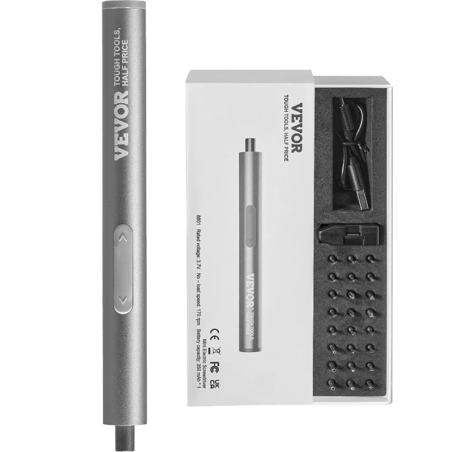 

Мини-электрическая отвертка, набор беспроводных прецизионных отверток 4 В с 24 стальными битами S2, 350 мАч, ручной электрический крутящий момент TypeC Recha