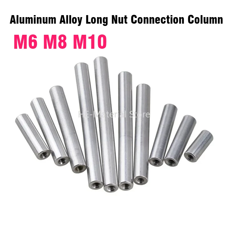 

2Pcs Aluminum Alloy Long Nut Connection Column M6 M8 M10 Aluminum Tie Rod Cylindrical Aerial Photography Body Support Column