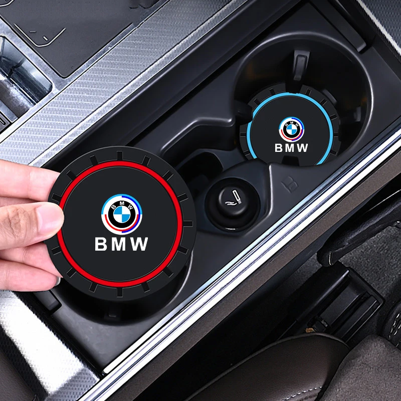 

2Pcs Car Coaster Silicone Mat Water Cup Holder Anti-Slip Pad For BMW 50th Anniversary M4 M5 G42 G30 G20 E39 E36 E87 F44 F07 E53