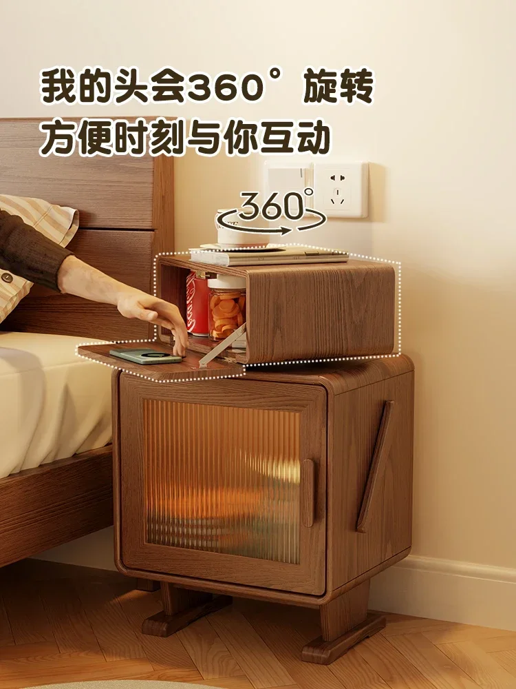 Simple Storage Cabinet with Light Living Room Side Cabinet Wall Robot Bedside Cabinet