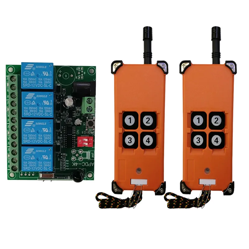 3000m DC12V 24V 4CH Radio Controller RF Wireless Remote Control Overhead travelling crane System Receiver & number keys Remote