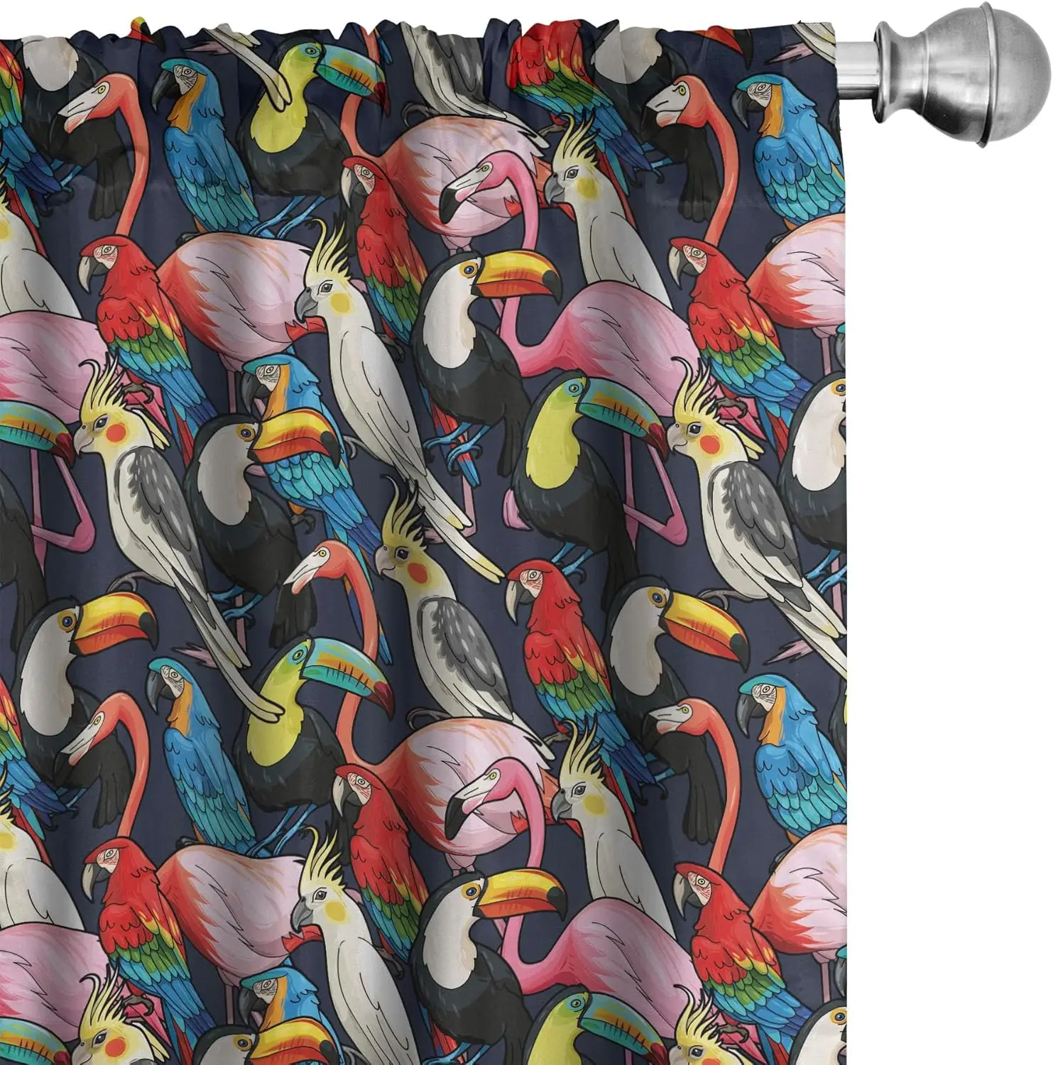 Tropical Birds Parrot Flamingo Print Curtains for Living Room Bedroom Window Decoration Exotic Home Textile