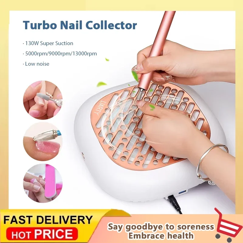 

130W Brushless Nail Dust Collector for Salon Powerful Super Suction Manicure Vacuum Cleaner with 2 Filters Nail Art Fan