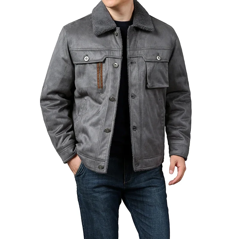 

2025 NEW Work Clothing Warm Cotton Coat for Men American Retro Versatile Thickened Fleece-lined Cotton Coat New Style Men Loose