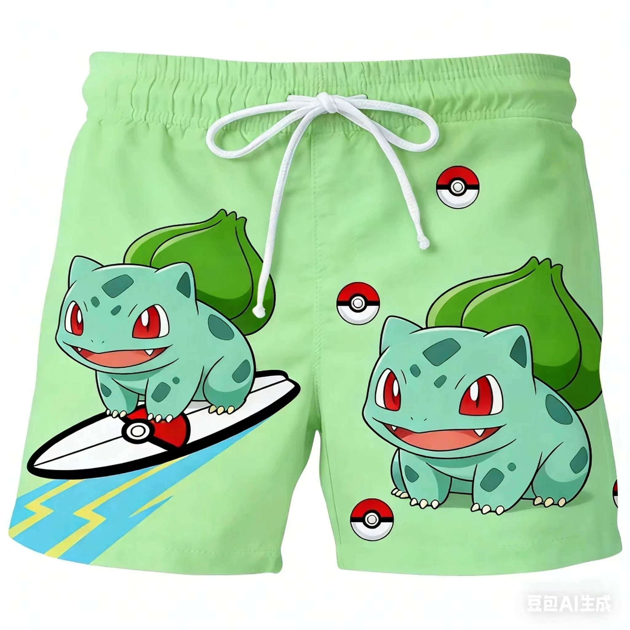 2026 Pokemon Squirtle Print zwemshort zonder zakken - sneldrogende boardshorts voor kinderen en volwassenen, anime strandkleding