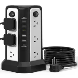 US Multifunction socket, USB-C Fast Charging Port (PD18W), Individual On/Off Controls, 2500W Maximum Power, for Home and Office.