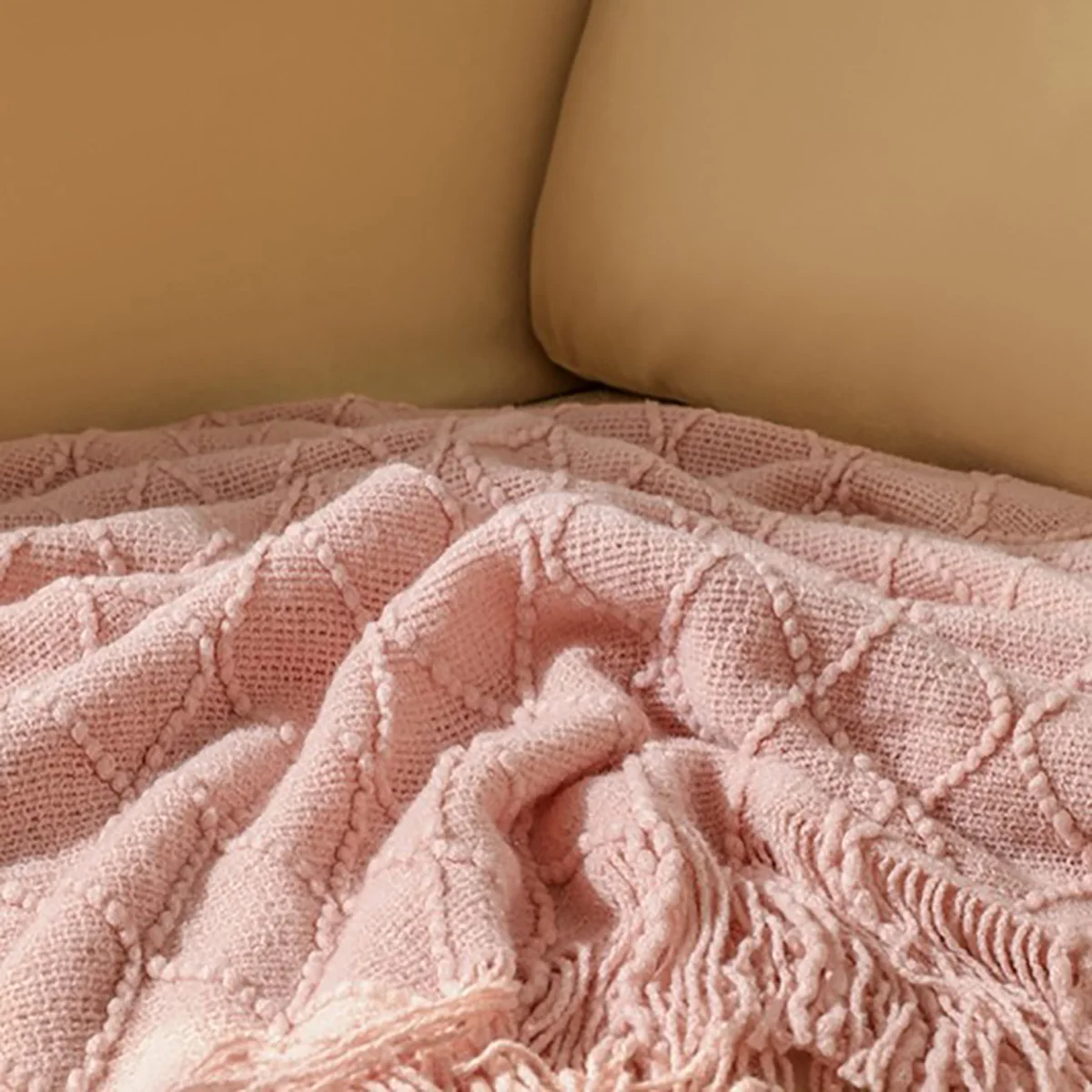2026 Luxury Acrylic Knitting Throw Blanket With Tassels Cozy Nap Blanket, Lightweight & Breathable For Couch Sofa, Bedroom,Chair