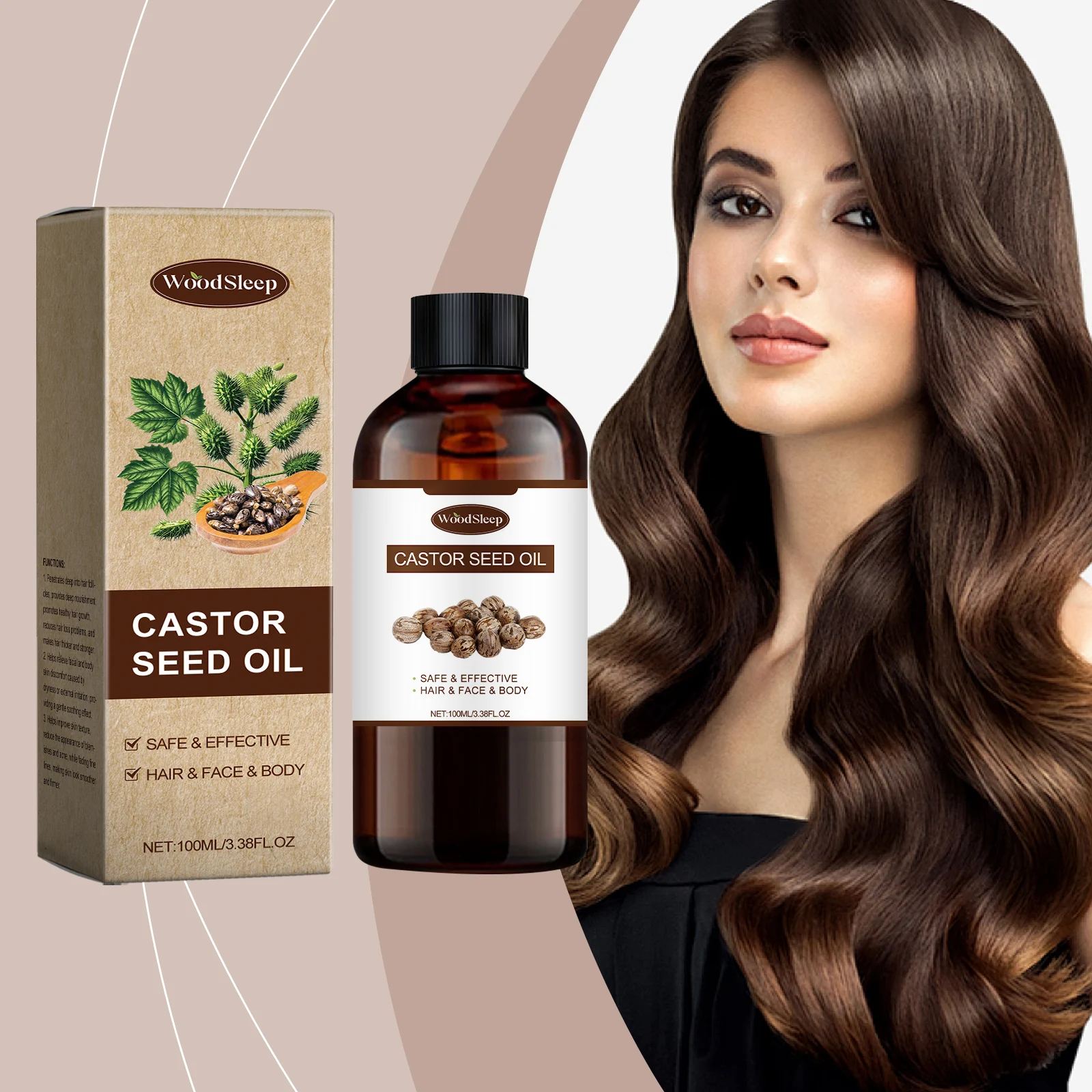 

100ml Castor Oil Hair Serum Nourish Follicle Boost Vitality Promote Growth Reduce Loss Moisturize Repair Soothe Skin Scalp Care