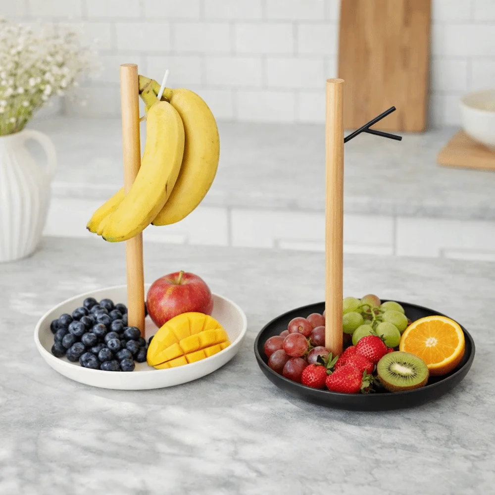 

Creative Plastic Fruit Basket with Hook Household Space Saving Banana Hanging Rack Simple Fruit Bowl Entryway