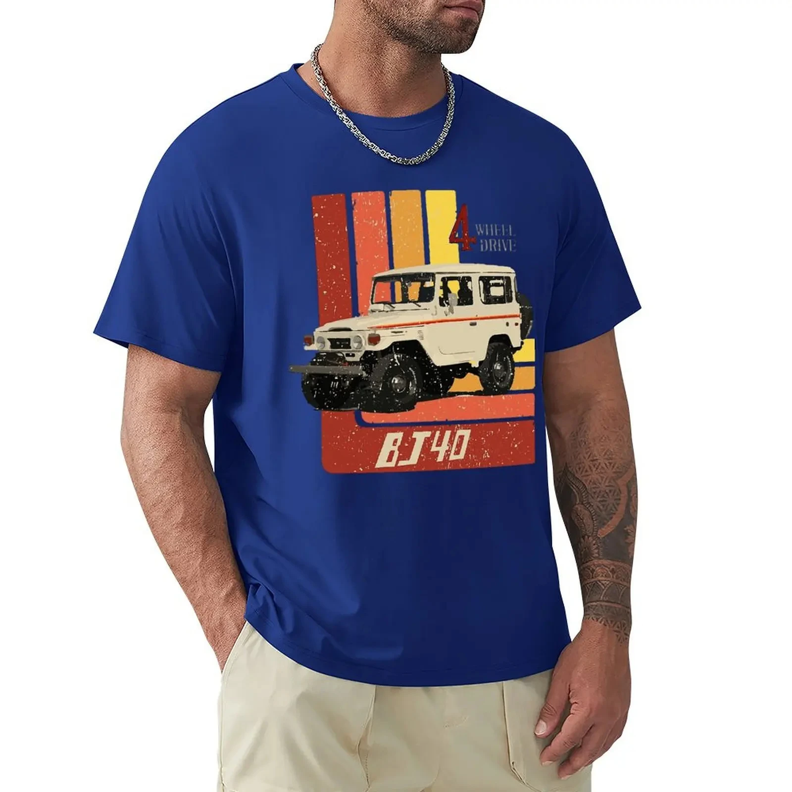 Men\'s T-Shirts Retro Land Cruiser FJ40 Jdm Humorous Fashion Cotton Tees Shirt Speed Car Print Casual Oversized Short Sleeve Tops