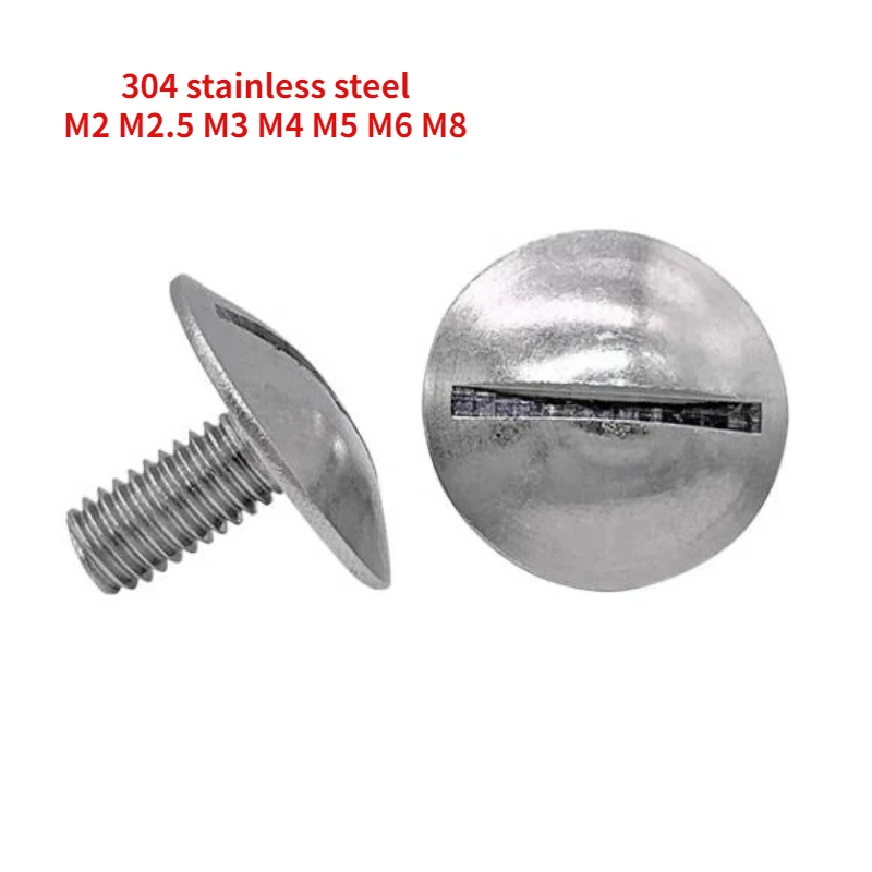 5-30pcs 304 Stainless Steel GB947 Extra Large Flat Head Slotted Screw Flat Round Head Bolt M2 M2.5 M3 M4 M5 M6 M8 Length 3~50mm