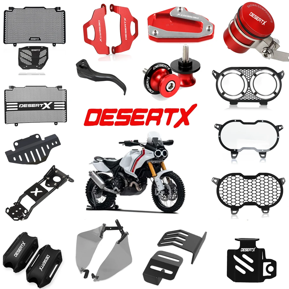 For Ducati Desert X DesertX 2022 2023 2024 2025 Radiator Headlight Grille Windshield Side Stand License Plate Navigation Bracket