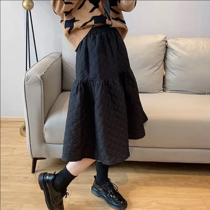 FANIECES Winter Warm Thicken Padded Cotton Skirt Women Fashion Big Swing A-line Long Skirt Casual Streetwear faldas para mujeres