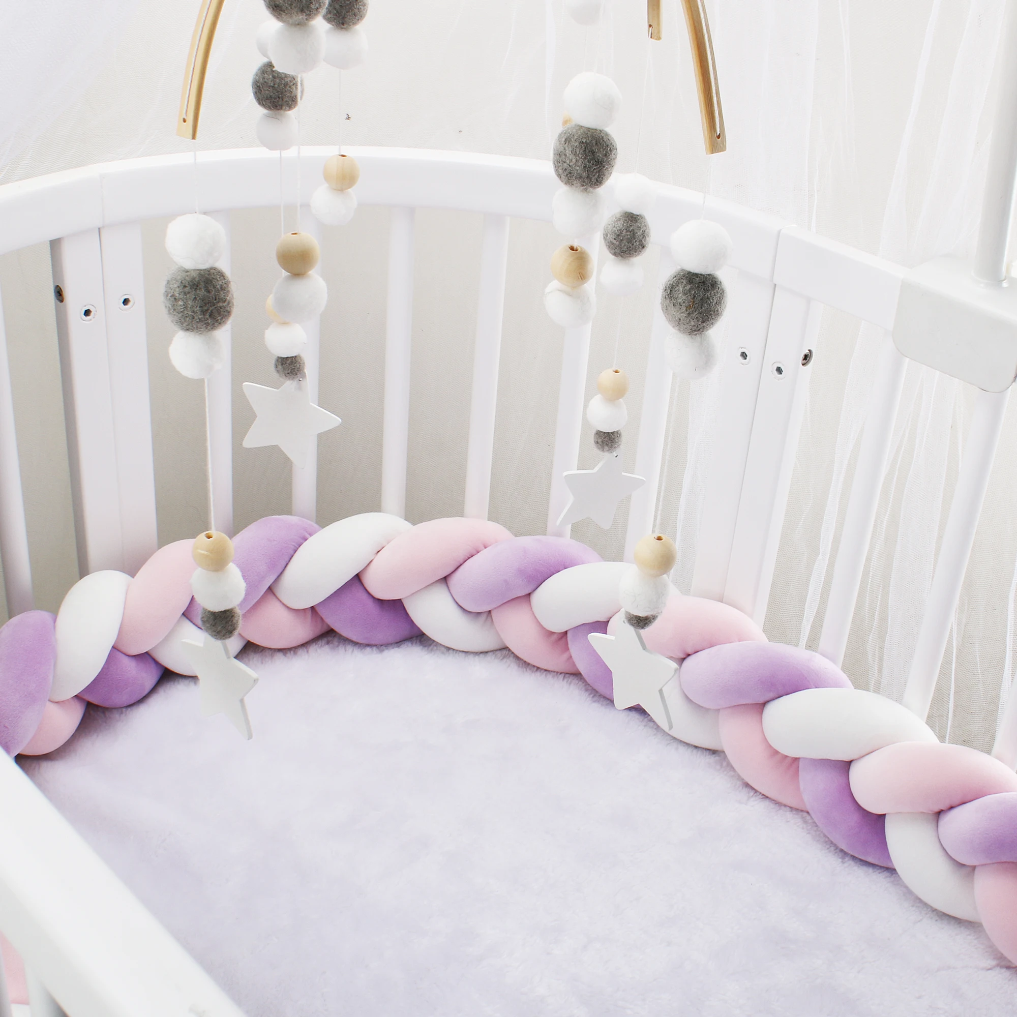 1M/2M/3M/4M Braided Baby Bumper Infant Bedding Set for Baby Boys Girls Crib Protector Knot Braid Pillow Cushion Cot Room Decor