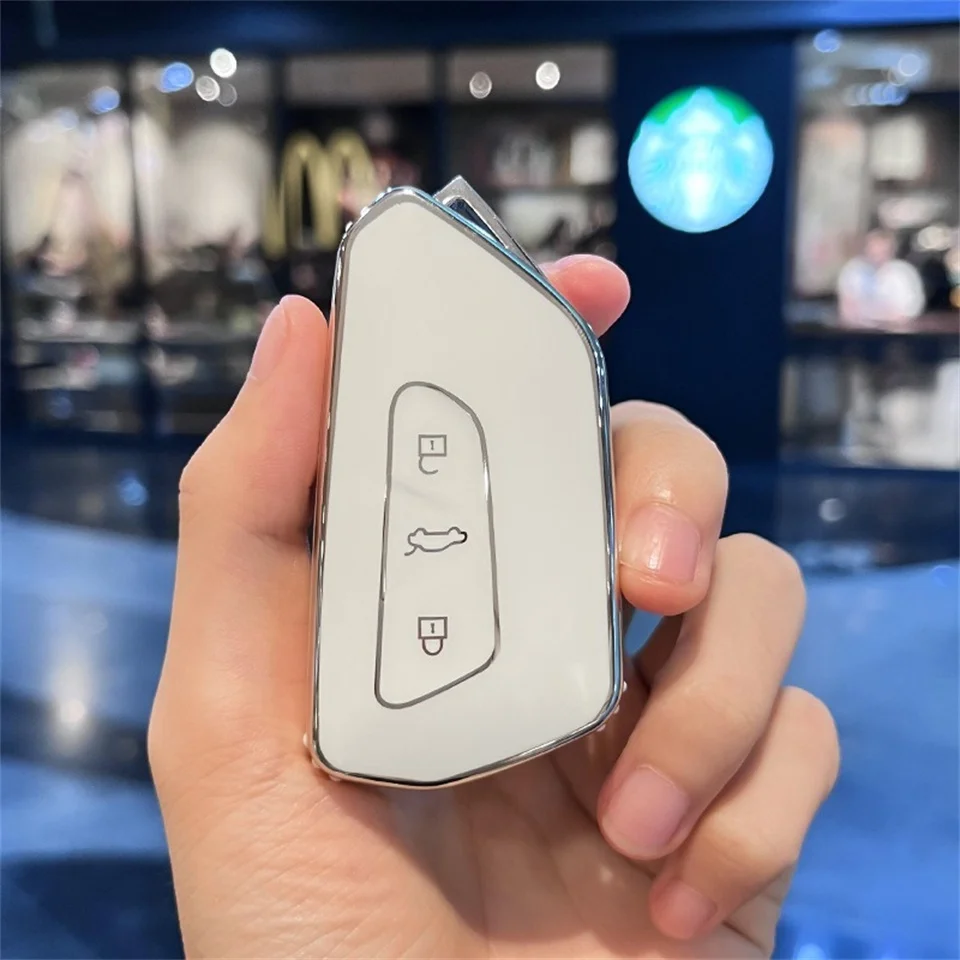 

Gel Car Key Cover For VW Volkswagen Golf 8 Mk8 2020 Skoda Octavia 3 Buttons Smart Keyless Remote Control Cases Keychain Holder