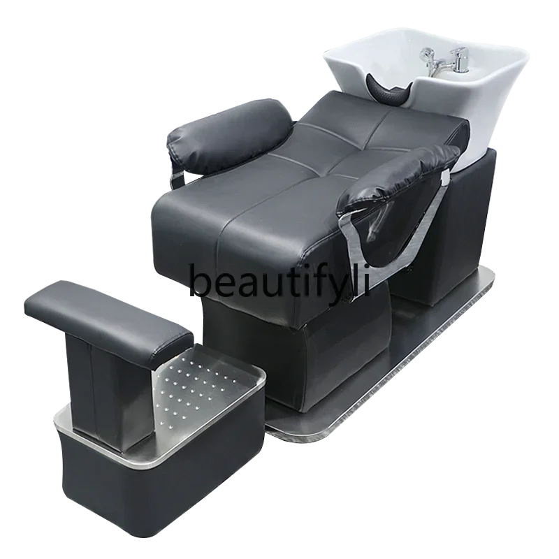 Barber shop Shampoo bed Hair shop Fashion and simple ceramic deep basin Half lying flush bed Hair salon special