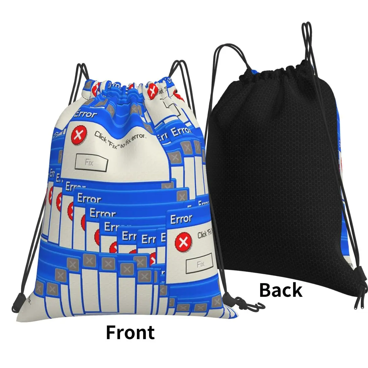 Windows Xp Error Tiled Backpacks Casual Drawstring Bundle Pocket Shoes Bag Book Bags for Man Woman Students