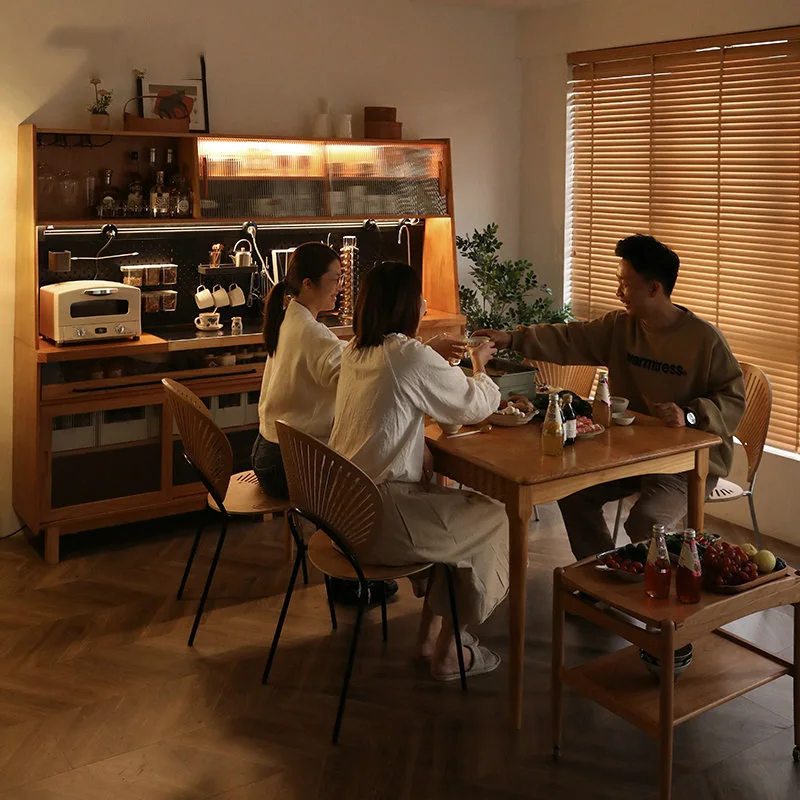 خزانة جانبية لتناول الطعام من الخشب الصلب الاسكندنافي على الطراز الياباني لخزانة غرفة المعيشة مقابل مسار الطاقة لخزانة تخزين الحائط #5