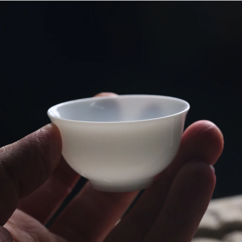 25ml Chinese Thin Kung Fu Tea Cup Set Ceramic Cups White Teaware Bowl For Tea Ceremony Chaozhou Teacup